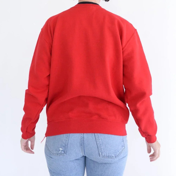 Vintage 90's Top Stitch By Morning Sun Red Christmas Tree Crewneck Sweater Med - Picture 3 of 13